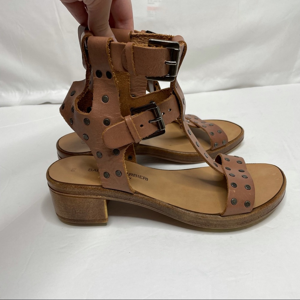 Barbara Barbieri Italy Leather Brown Double Buckle Ankle Strap Heeled Sandel